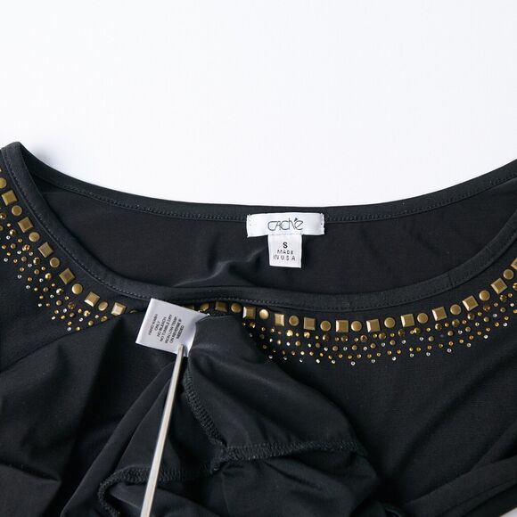 Vintage Cache Womens S Going Out Top Black Embellished Tunic Y2K Clubwear Glam - Picture 10 of 11